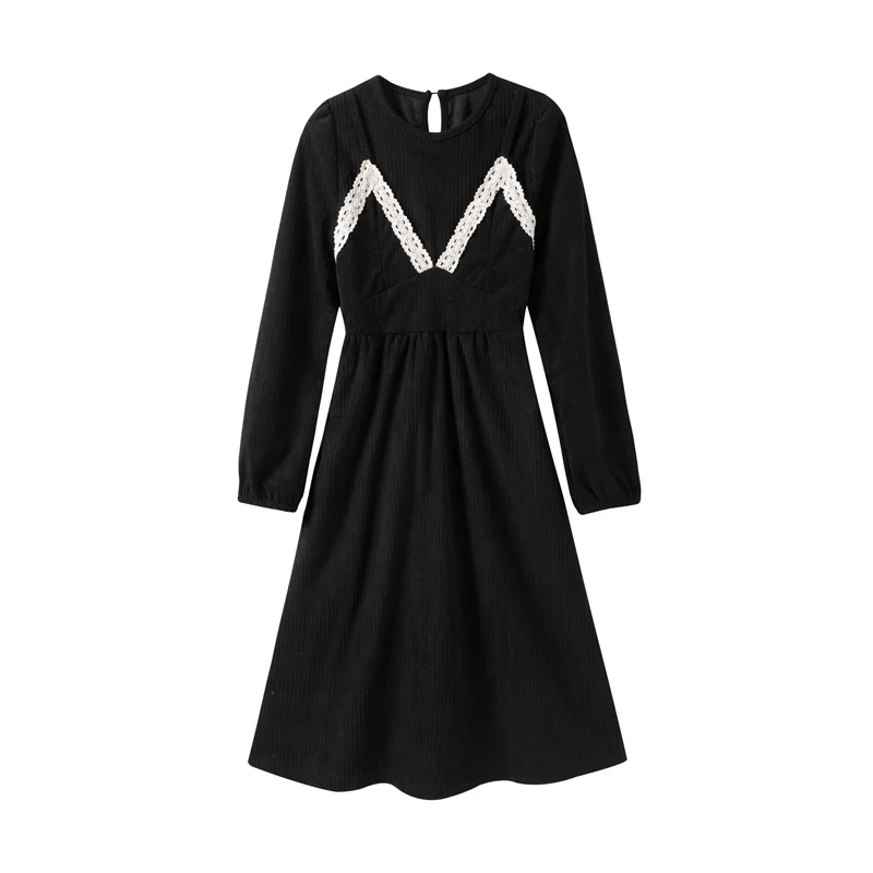 New Spring Dress Women High Street Dresses Loose Long Sleeve Dress Thick Corduroy Fashion Black Applique Evening Dress Female
New Spring Dress Women High Street Dresses Loose Long Sleeve Dress Thick Corduroy Fashion Black Applique Evening Dress Female