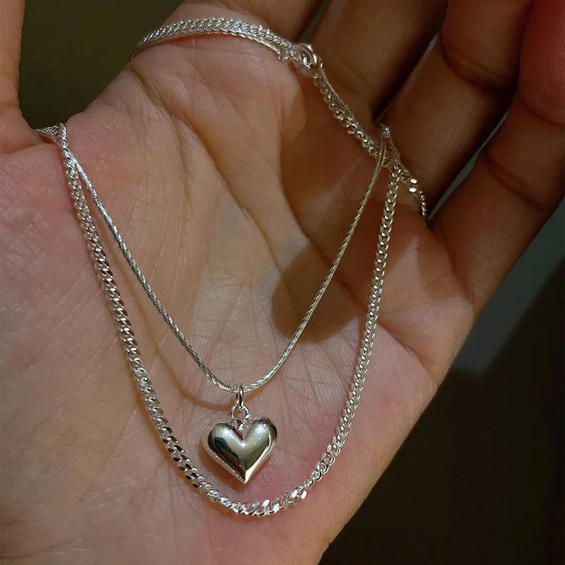 MEYRROYU Silver Color Double-layer Collares Love Heart Pendant Necklace For Women Simple Glossy 2022 Jewelry Birthday Gift
MEYRROYU Silver Color Double-layer Collares Love Heart Pendant Necklace For Women Simple Glossy 2022 Jewelry Birthday Gift