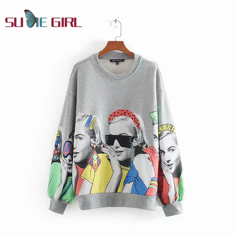 SUDIE Girl Fashion loose all-match round neck long sleeve girl print Clothes without hats ladies street style
SUDIE Girl Fashion loose all-match round neck long sleeve girl print Clothes without hats ladies street style
