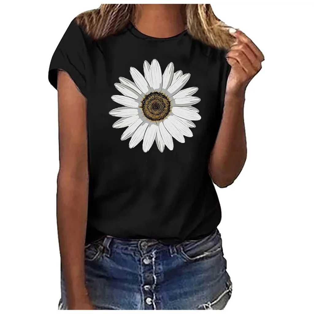 Women's daisy print loose shirt Basic Blouse Short Sleeve Summer Holiday Shirt Ladies Tops Свободная футболка Maglietta 2021 New
Women's daisy print loose shirt Basic Blouse Short Sleeve Summer Holiday Shirt Ladies Tops Свободная футболка Maglietta 2021 New