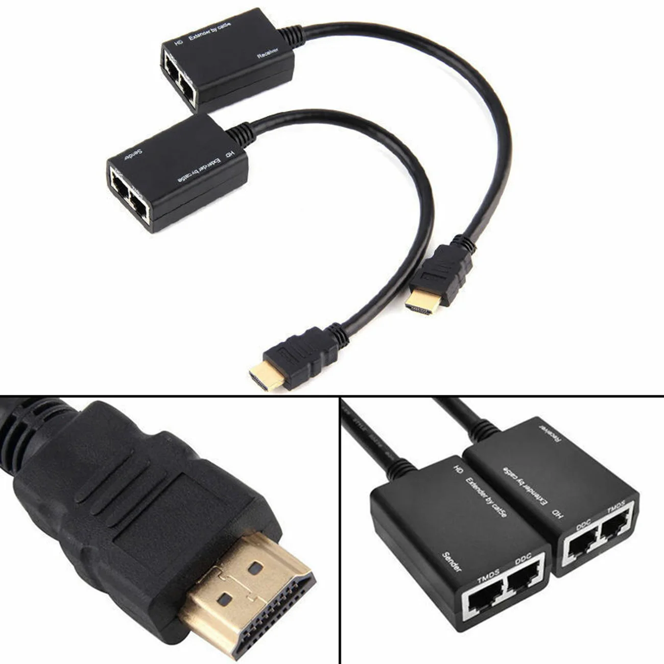 CAT5e CAT6 LAN Ethernet Extender Repeater 1080P Extender HDMI-Compatible To RJ45 Adapter Cable 30m Transmission Distance
CAT5e CAT6 LAN Ethernet Extender Repeater 1080P Extender HDMI-Compatible To RJ45 Adapter Cable 30m Transmission Distance