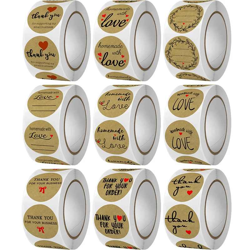 500pcs Vintage Kraft Paper "Handmade with love" "Thank You" Stickers Seal Labels Roll Sticker for Package Decor Handmade Sticker
500pcs Vintage Kraft Paper "Handmade with love" "Thank You" Stickers Seal Labels Roll Sticker for Package Decor Handmade Sticker