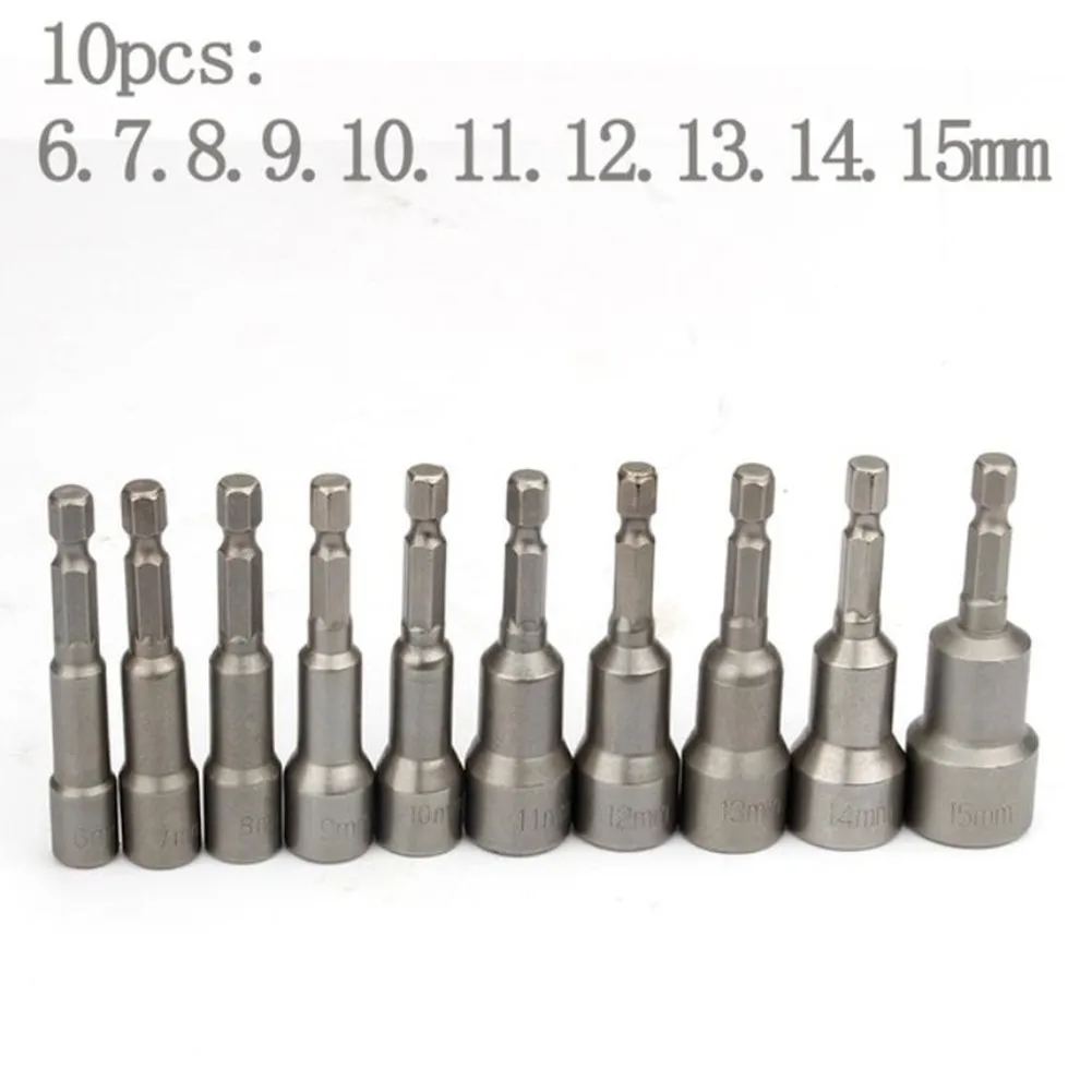 10PCS 1/4inch Hex Shank Magnetic Socket Adapter Electric Screwdriver Bit 6-15mm Hex Shank Impact Socket For Power Tools Socket
10PCS 1/4inch Hex Shank Magnetic Socket Adapter Electric Screwdriver Bit 6-15mm Hex Shank Impact Socket For Power Tools Socket