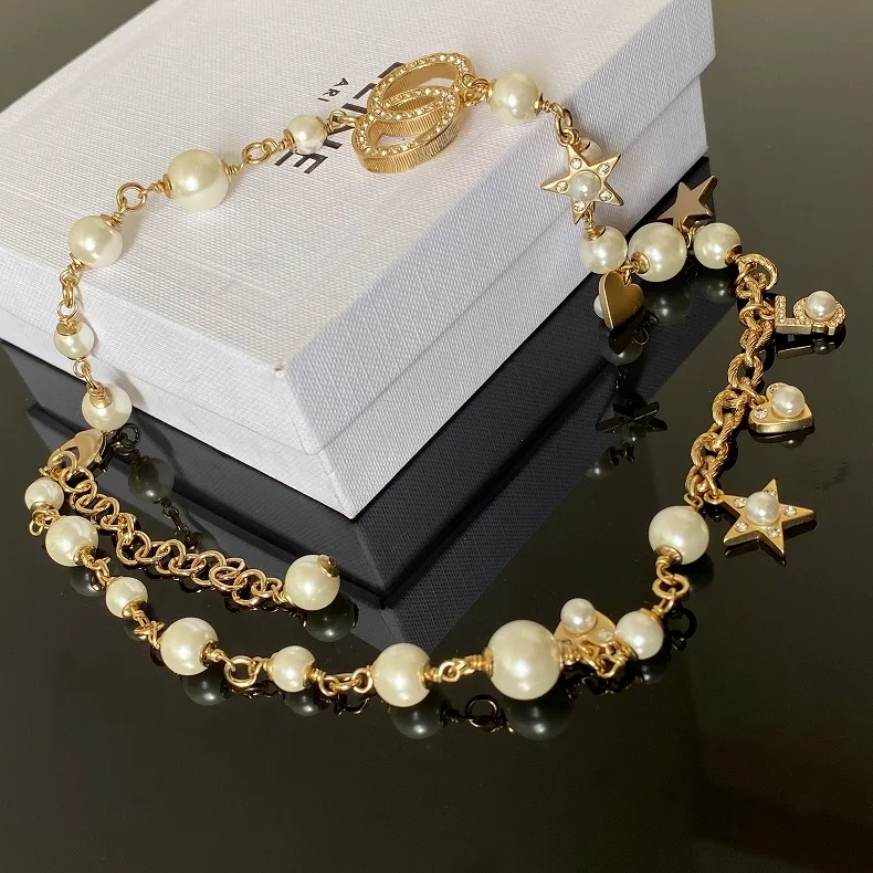 Original Designer C&C Stamp Vintage Heart Star Pearl Crystal Dangle Stud Earrings Necklaces Bracelets Set for Women Jewelry Gift 
Original Designer C&C Stamp Vintage Heart Star Pearl Crystal Dangle Stud Earrings Necklaces Bracelets Set for Women Jewelry Gift