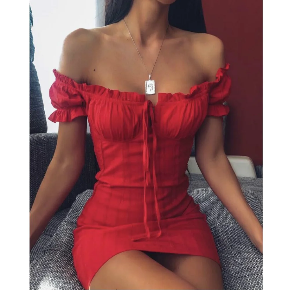 2021 Sexy Off Shoulder Bandage Bodycon Dress Women Strapless Ruffles Mini Red Dresses Short Party Club Dress Vestidos
2021 Sexy Off Shoulder Bandage Bodycon Dress Women Strapless Ruffles Mini Red Dresses Short Party Club Dress Vestidos