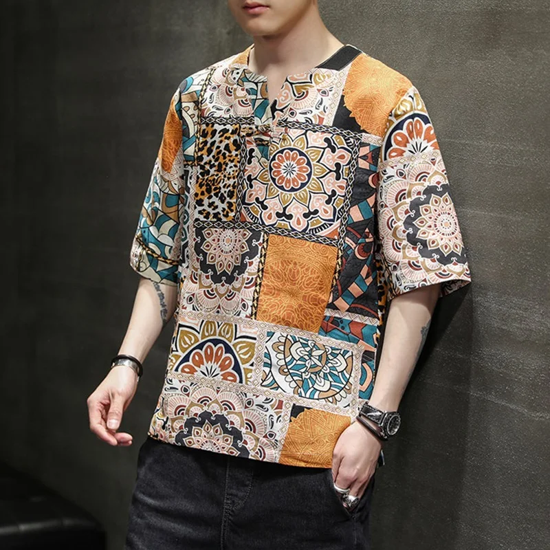 Summer Men Cotton Linen Blouse Short Sleeve T Shirt Chinese Traditional Clothes Male Hanfu Tang Suit Streetwear Tees Tops KK3509
Summer Men Cotton Linen Blouse Short Sleeve T Shirt Chinese Traditional Clothes Male Hanfu Tang Suit Streetwear Tees Tops KK3509