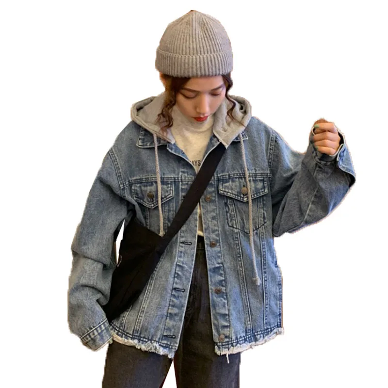 Women's Denim Jacket 2020 Spring Autumn Hooded Coat Basic Loose Long Sleeve Outwear Streetwear Women Clothes Jeans Jacket 
Women's Denim Jacket 2020 Spring Autumn Hooded Coat Basic Loose Long Sleeve Outwear Streetwear Women Clothes Jeans Jacket