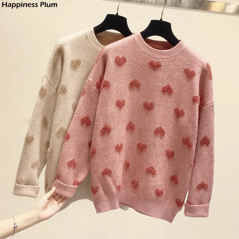 2020 Women Warm Long Sleeve Sueter Imitation Water Velet Print Winter Clothes Pink O Neck Loose Pullover Heart Pattern Sweater
2020 Women Warm Long Sleeve Sueter Imitation Water Velet Print Winter Clothes Pink O Neck Loose Pullover Heart Pattern Sweater