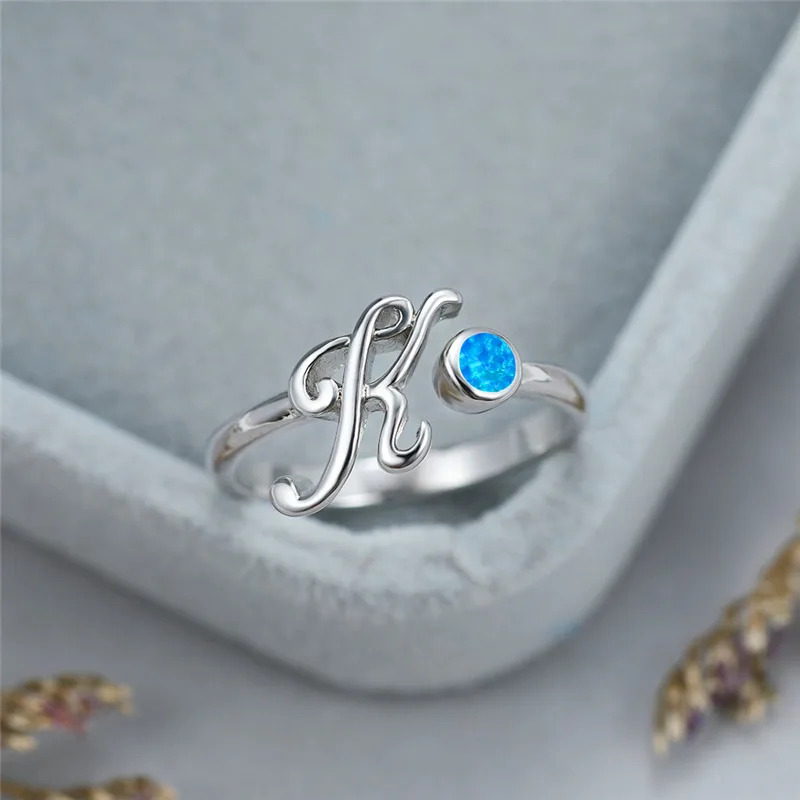 Милые женские открытые Регулируемые кольца с буквой K обручальные в стиле бохо