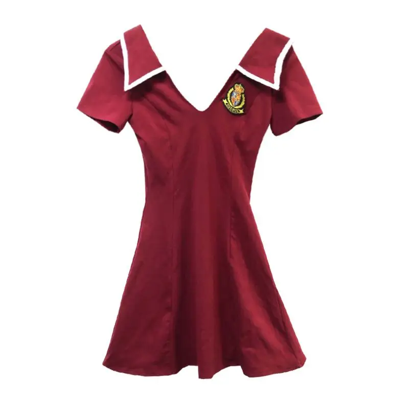 COIGARSAM Vintage Women dress New Summer High Waist V-Neck Dresses Wine Red Black 6040
COIGARSAM Vintage Women dress New Summer High Waist V-Neck Dresses Wine Red Black 6040