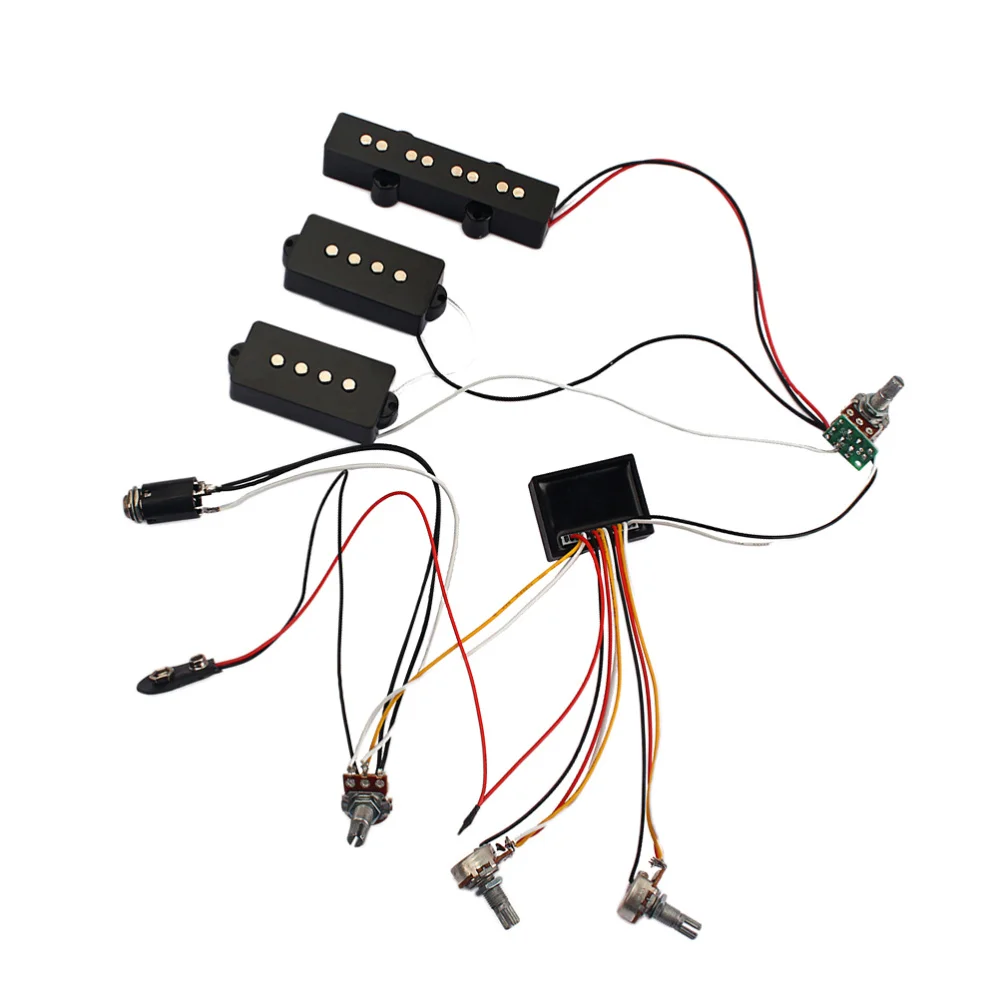 3 Band Equalizer EQ Preamp Circuit Bass Guitar Tone Control Wiring Harness and JP Pickup Set for Active Bass Pickup
3 Band Equalizer EQ Preamp Circuit Bass Guitar Tone Control Wiring Harness and JP Pickup Set for Active Bass Pickup