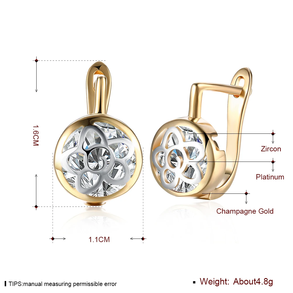 ZEMIOR Hollow Flower Champagne Gold Stud Earrings For Women Clear Cubic Zirconia Romantic Earring Engagement Fashion Jewelry
ZEMIOR Hollow Flower Champagne Gold Stud Earrings For Women Clear Cubic Zirconia Romantic Earring Engagement Fashion Jewelry