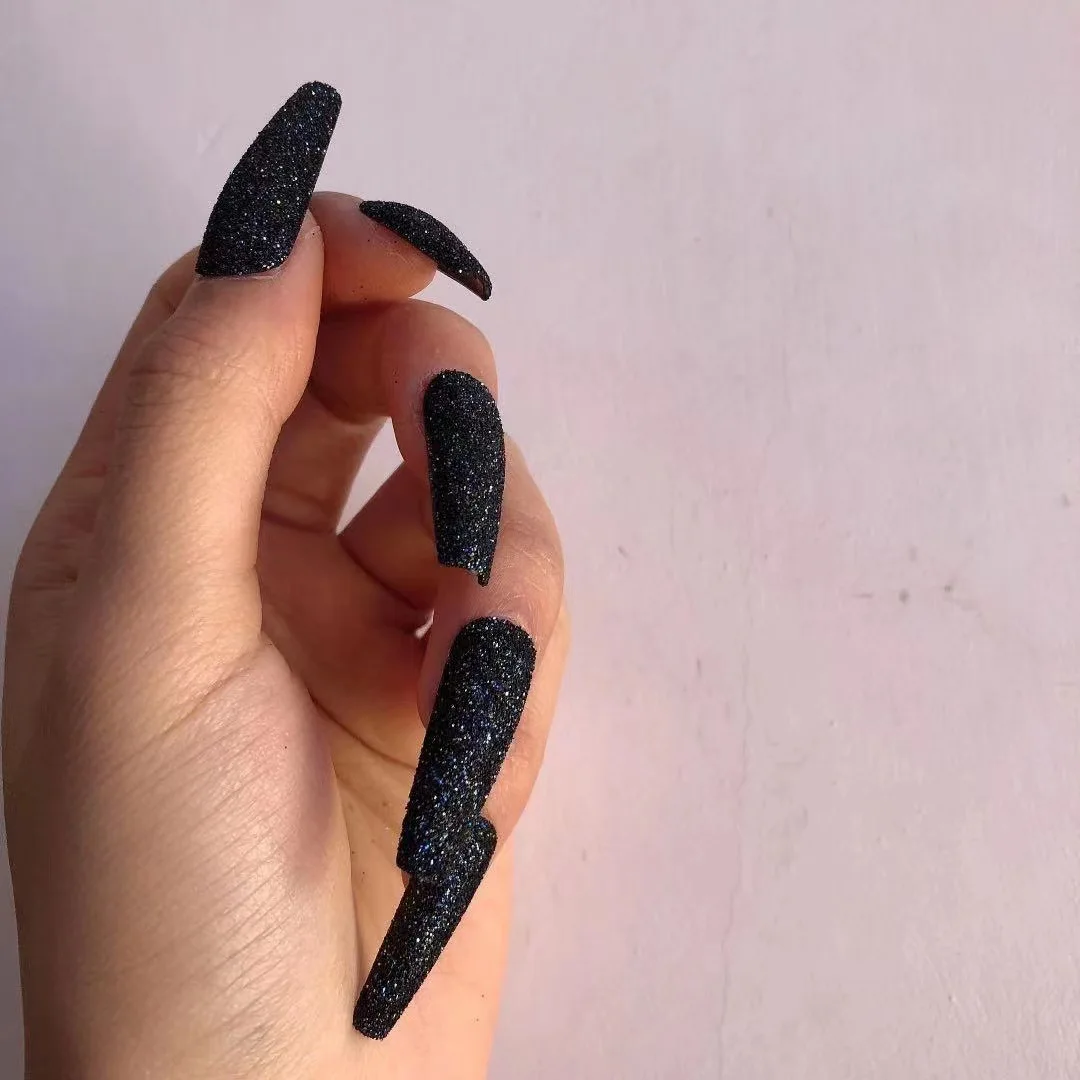 Super Long Black Flash Nail Piece -shaped Glitter Powder Nail Piece Sliver Glitter Nail Piece 24 False Nails MZY01
Super Long Black Flash Nail Piece -shaped Glitter Powder Nail Piece Sliver Glitter Nail Piece 24 False Nails MZY01