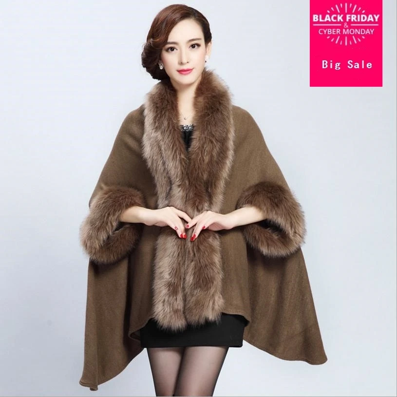2018 winter warm elegant fashion imitation fox fur cape shawl jacket female knit cardigan faux fur coat loose women outwearL1139
2018 winter warm elegant fashion imitation fox fur cape shawl jacket female knit cardigan faux fur coat loose women outwearL1139
