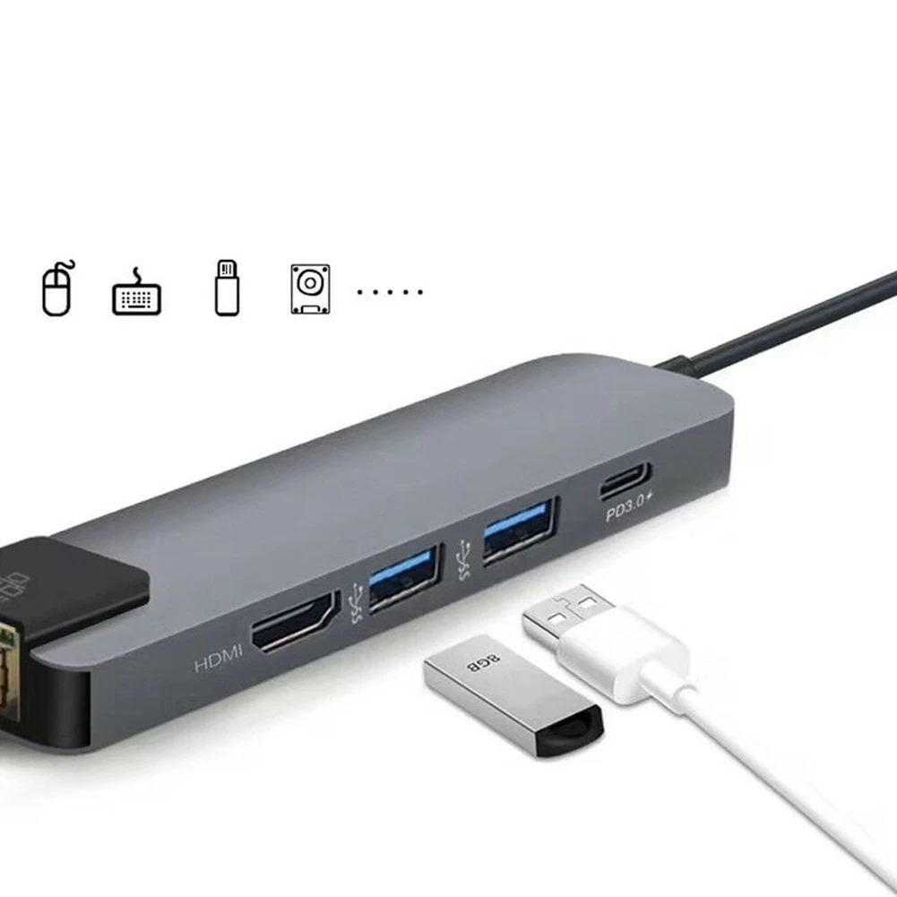 Type C To 3.0 High Speed USB Hub Multifunctional 5 In 1 Gigabit Ethernet Power Delivery Ports Data Transfer Aluminium Alloy
Type C To 3.0 High Speed USB Hub Multifunctional 5 In 1 Gigabit Ethernet Power Delivery Ports Data Transfer Aluminium Alloy
