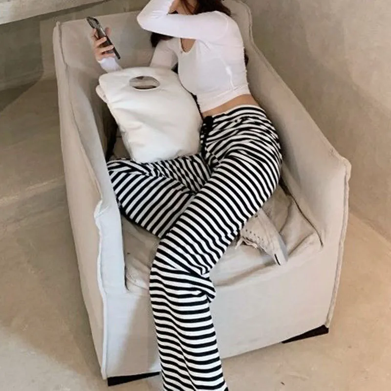 Women's Casual High Waist Striped Pants Summer Female Fashion Loose Wide Leg Trousers Plus Size Comfy Ankle Length Pants
Women's Casual High Waist Striped Pants Summer Female Fashion Loose Wide Leg Trousers Plus Size Comfy Ankle Length Pants