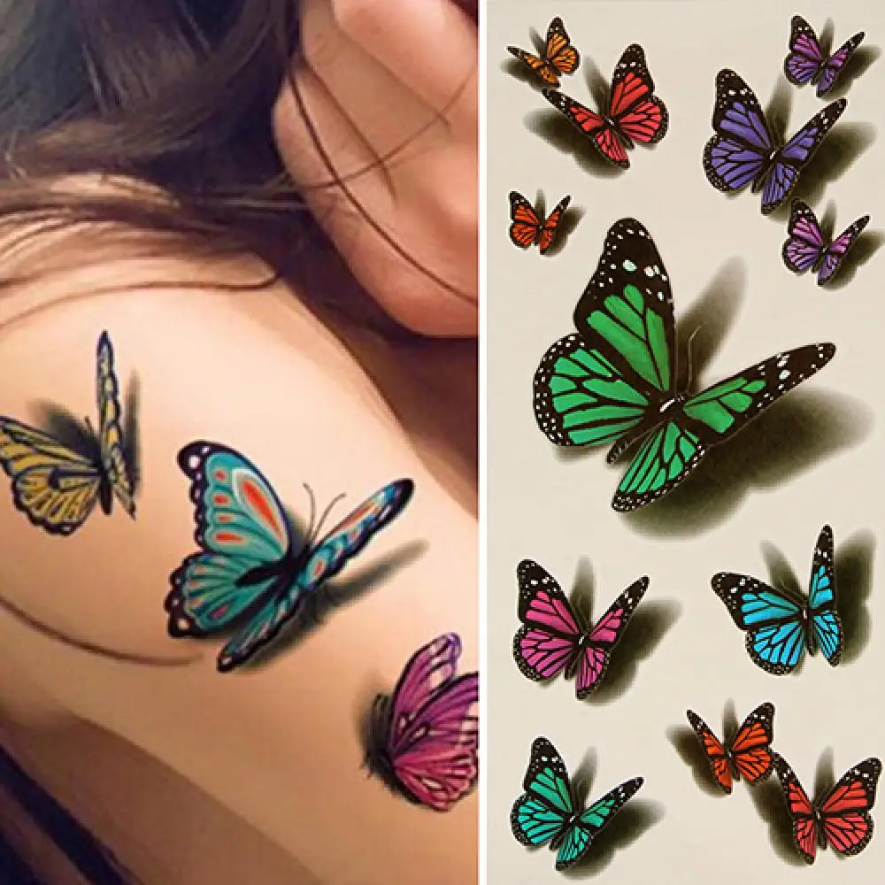 Модные Временные татуировки-бабочки милые татуировки для эстетических целей