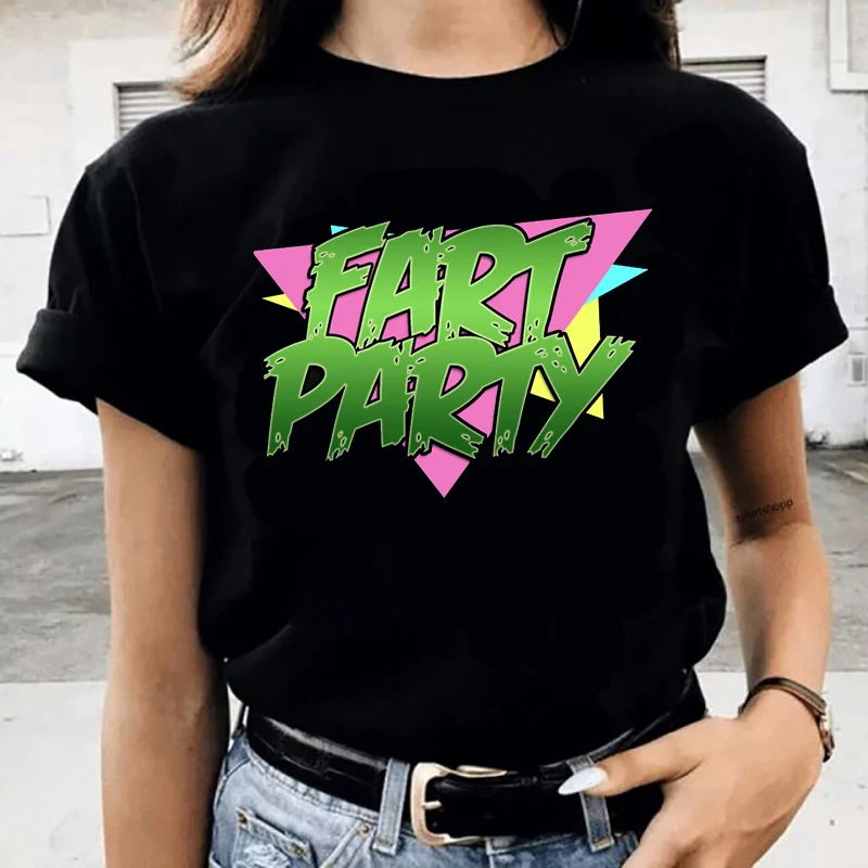 Goth Black Letter Fart Party Oversized T Shirt Women Summer Casual O-Neck Short Sleeve Tees Femme Vintage Creative Black Tops
Goth Black Letter Fart Party Oversized T Shirt Women Summer Casual O-Neck Short Sleeve Tees Femme Vintage Creative Black Tops