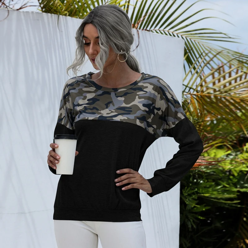 Pullovers Streetwear Camouflage Stitching Tops Tees Women Long Sleeve Loose Casual Sport Tops
Pullovers Streetwear Camouflage Stitching Tops Tees Women Long Sleeve Loose Casual Sport Tops