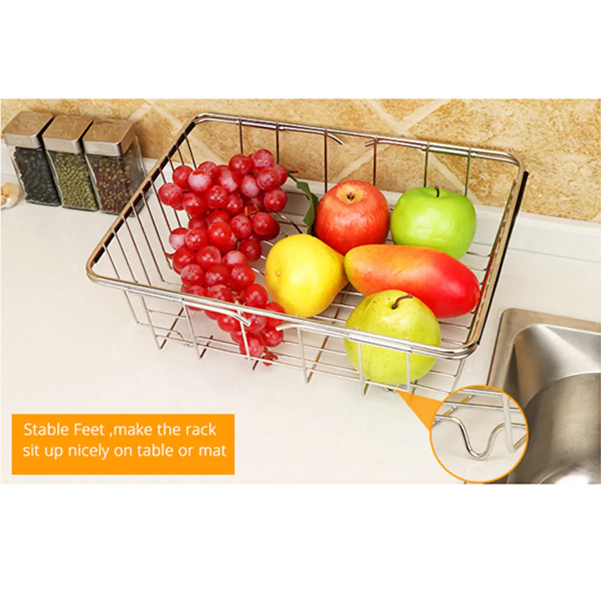 Adjustable Kitchen Fruit Basket Over Sink Dish Dry Rack Fruit Bowls With Floors Drain Holder Bowl Dish Baskets for Storage Sink 
Adjustable Kitchen Fruit Basket Over Sink Dish Dry Rack Fruit Bowls With Floors Drain Holder Bowl Dish Baskets for Storage Sink