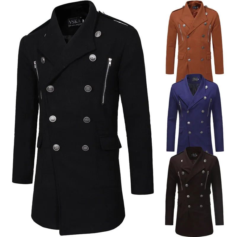 Men's Mid-Length Woolen Trench Coat Long Sleeve Turn Down Collar Double Breasted Solid Color Cardigan Coat Casual Slim Type Tops
Men's Mid-Length Woolen Trench Coat Long Sleeve Turn Down Collar Double Breasted Solid Color Cardigan Coat Casual Slim Type Tops