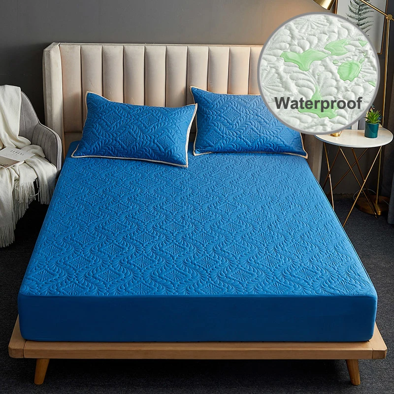 

2021 Promotion New Thicken Quilted Mattress Cover Waterproof King Queen Fitted Sheet Anti-Bacteria Topper Bed Air-Permeable Pad