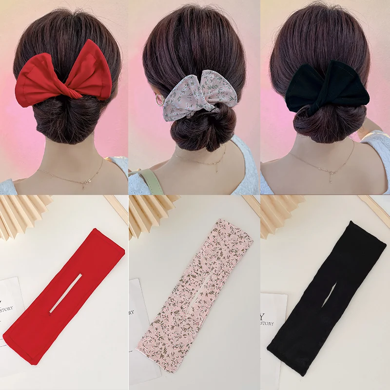 Fashion Women Girls Printted Knotted Deft Bun Hair Bands Rope Headband Fabric Clip Making Tool Accessories |