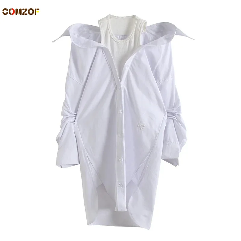 Korean Pleated Shirt Women 2021 Summer Fake Two Piece Embroidery Patchwork Vest Dress Long Sleeve INS Fashion Tops Blouses Femme
Korean Pleated Shirt Women 2021 Summer Fake Two Piece Embroidery Patchwork Vest Dress Long Sleeve INS Fashion Tops Blouses Femme