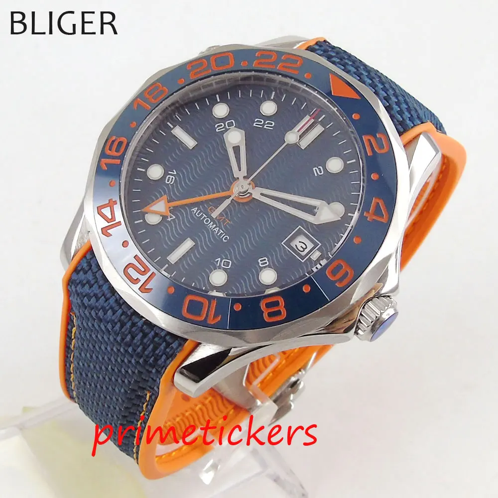 BLIGER 41mm mechanical watches men automatic movement GMT sapphire glass rotating bezel date window rubber strap
BLIGER 41mm mechanical watches men automatic movement GMT sapphire glass rotating bezel date window rubber strap