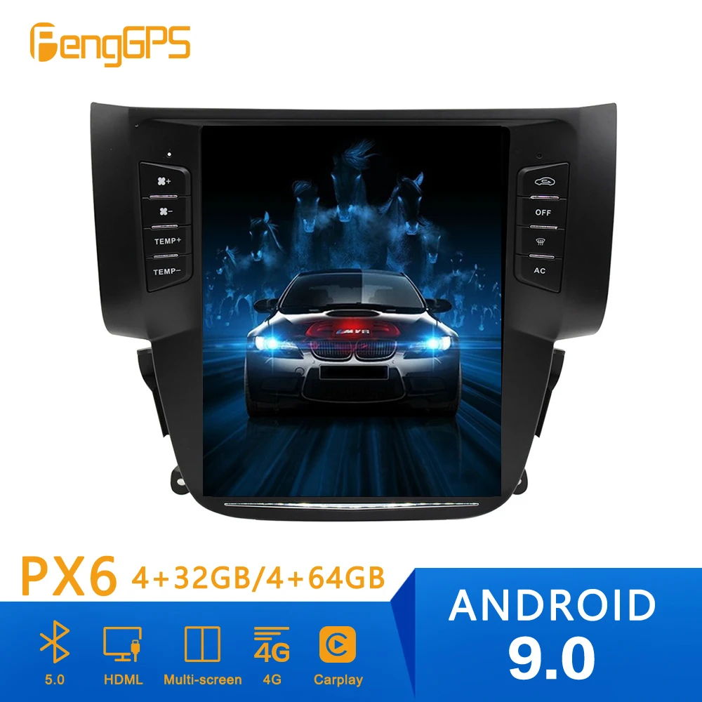 Tesla style Android 9 PX6 автомобильный радиоплеер GPS-навигация для Nissan Sylphy Серена 2012-2016