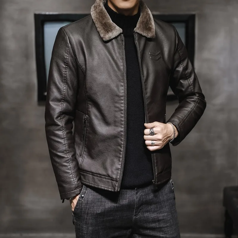 New Thick Leather Jacket Mens Winter Autumn Men's Jacket Fashion Faux Fur Collar Windproof Warm Coat Male Brand Clothing
New Thick Leather Jacket Mens Winter Autumn Men's Jacket Fashion Faux Fur Collar Windproof Warm Coat Male Brand Clothing