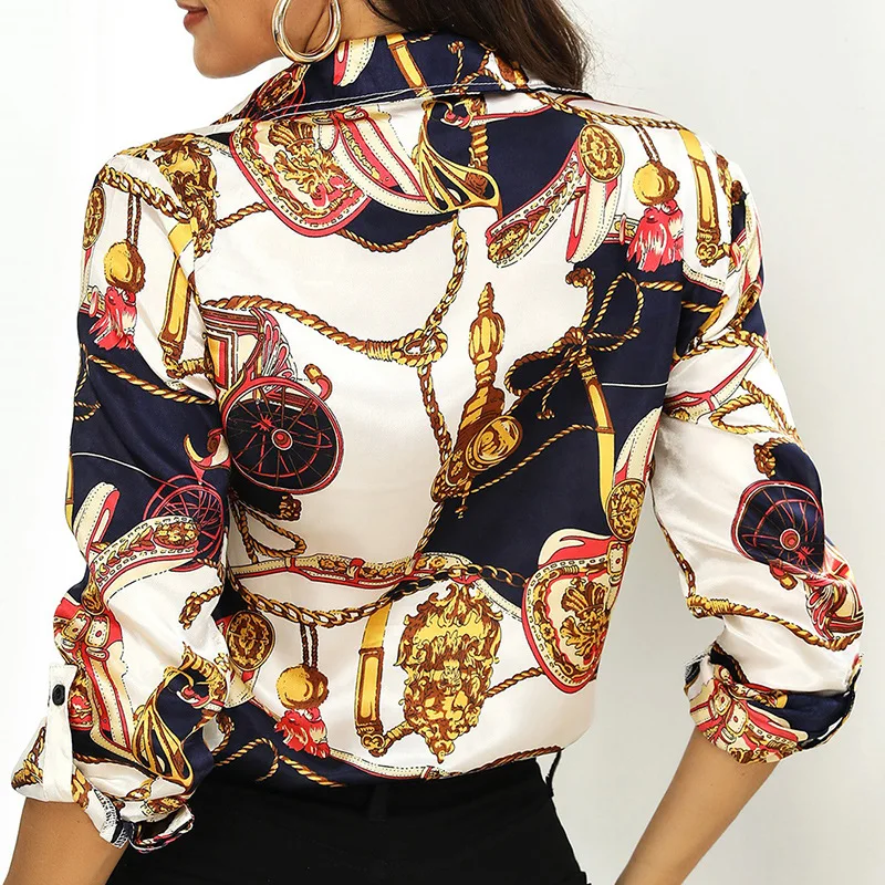 2020 European and American Long Sleeve Fashion Chiffon Lapel Single Breasted Chain Printing Splicing Women's Shirt Women's Wear
2020 European and American Long Sleeve Fashion Chiffon Lapel Single Breasted Chain Printing Splicing Women's Shirt Women's Wear