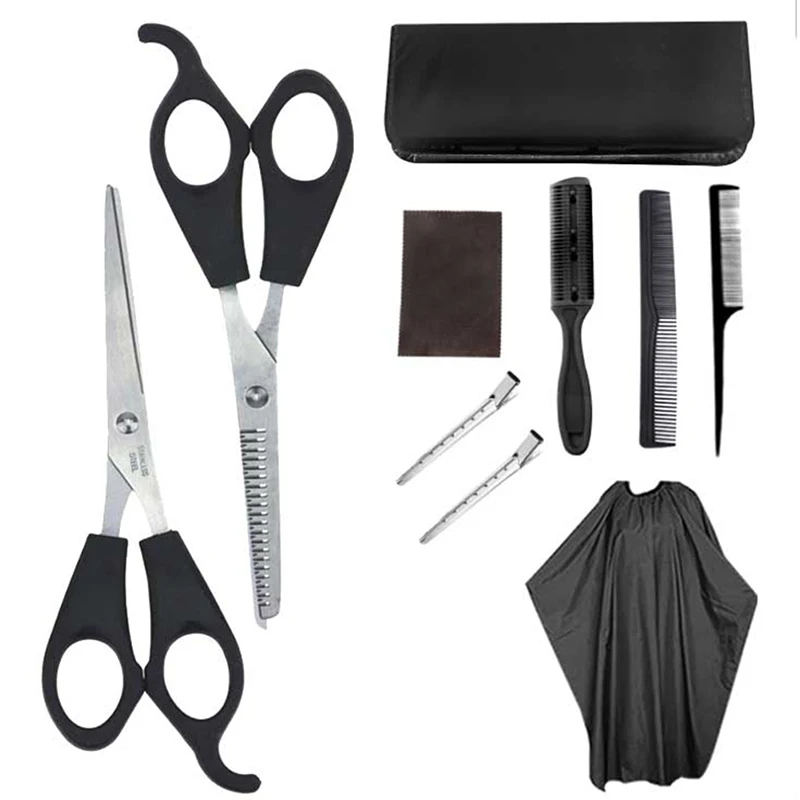 10pcs/set Professional Haircut Set Hairdressing Scissors Set Tail Comb Hair Cape Hair Cutter Hair Styling Tool Salon Barbers Use
10pcs/set Professional Haircut Set Hairdressing Scissors Set Tail Comb Hair Cape Hair Cutter Hair Styling Tool Salon Barbers Use