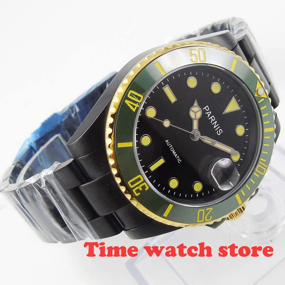 2019 40mm parnis black dial MIYOTA luminous Gold green bezel PVD steel sapphire automatic mechanical wrist watch men waterproof
2019 40mm parnis black dial MIYOTA luminous Gold green bezel PVD steel sapphire automatic mechanical wrist watch men waterproof
