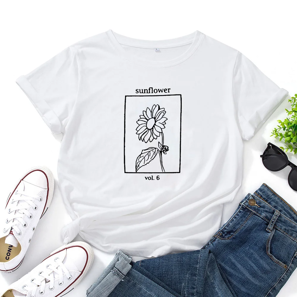 Sunflower Graphic Printed Tees Women Short Sleeve Cotton T Shirt Women Short Sleeve Tshirt Women Loose Camisetas Mujer
Sunflower Graphic Printed Tees Women Short Sleeve Cotton T Shirt Women Short Sleeve Tshirt Women Loose Camisetas Mujer