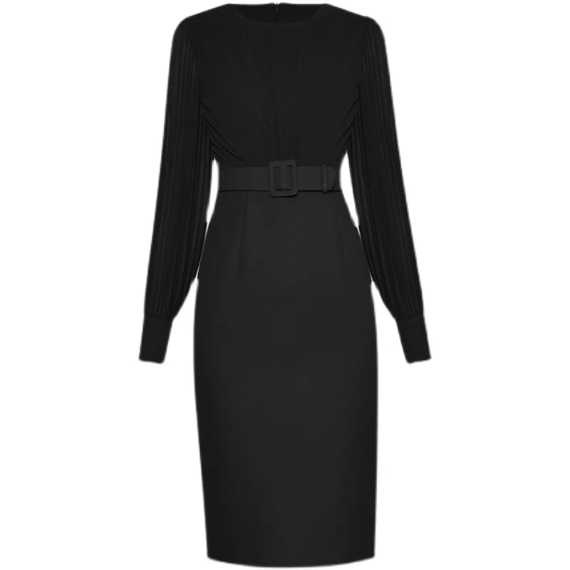 Women pleated long sleeve sexy pencil dress spring summer 2021 fashion designer high end office lady OL plus size black dresses
Women pleated long sleeve sexy pencil dress spring summer 2021 fashion designer high end office lady OL plus size black dresses