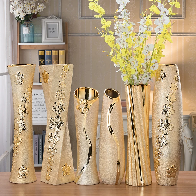European Fashion Modern ceramic vases desk accessories, crafts, flower pot, porcelain golden vase Home Decor Furnishing
European Fashion Modern ceramic vases desk accessories, crafts, flower pot, porcelain golden vase Home Decor Furnishing