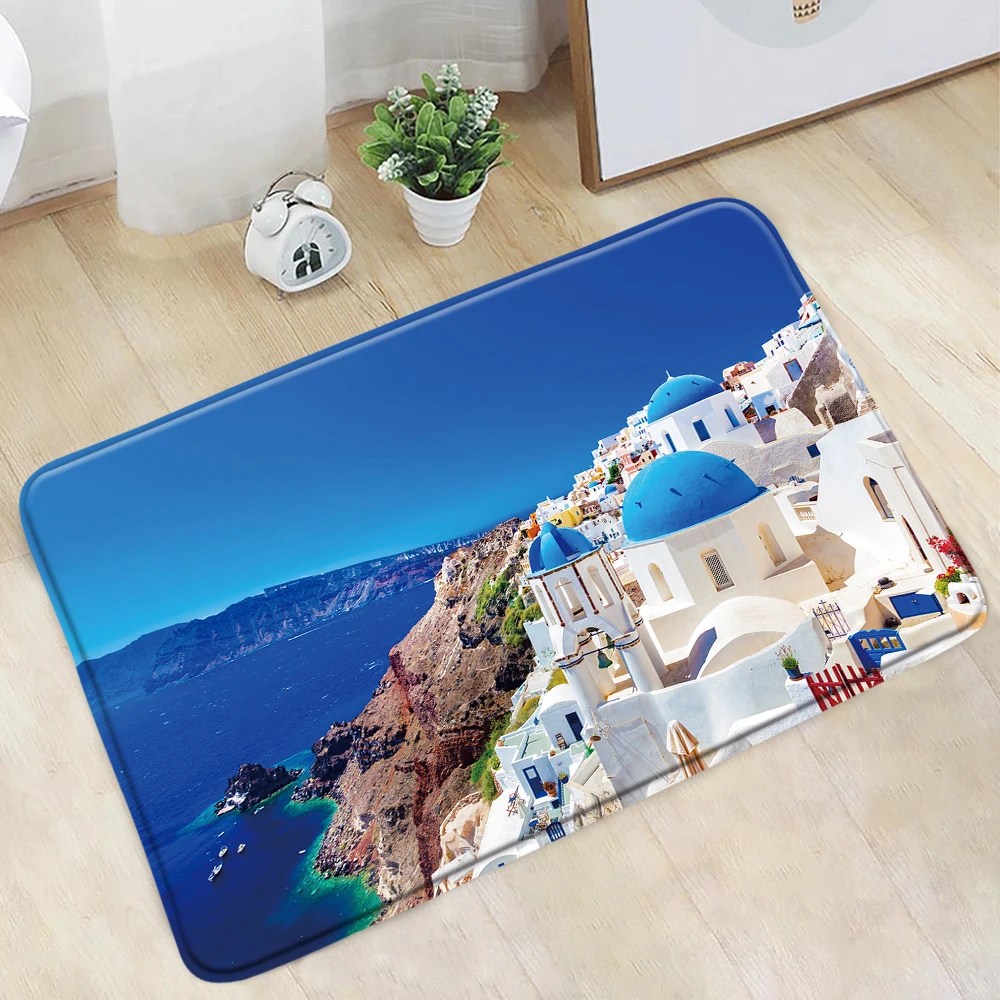 Doormat Greek Town Scenery Bathroom Mat Blue Roof White Building Island Landscape Anti-Slip Rug Kitchen Bedroom Doorway Carpets
Doormat Greek Town Scenery Bathroom Mat Blue Roof White Building Island Landscape Anti-Slip Rug Kitchen Bedroom Doorway Carpets