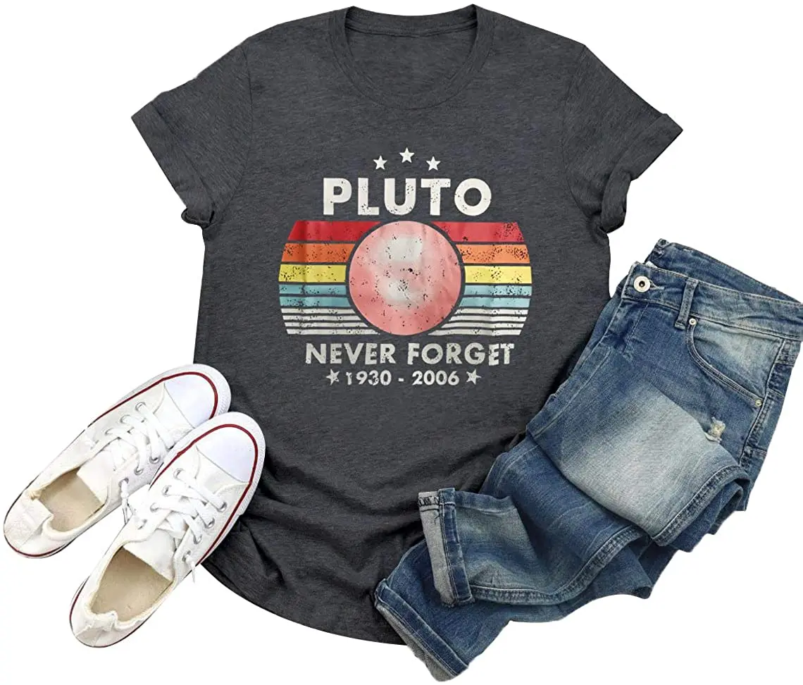 Pluto Never Forget Shirts for Womens Retro Style Funny Space Tees Astronomy Space Science T-Shirt
Pluto Never Forget Shirts for Womens Retro Style Funny Space Tees Astronomy Space Science T-Shirt