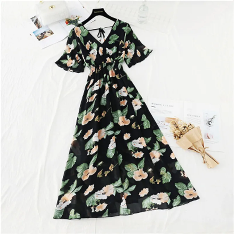 Women Ruffle sleeve Ruffles V-neck Chiffon summer Dress 2020 Short sleeve Floral print long dress Slim High Waist Vestidos 196
Women Ruffle sleeve Ruffles V-neck Chiffon summer Dress 2020 Short sleeve Floral print long dress Slim High Waist Vestidos 196