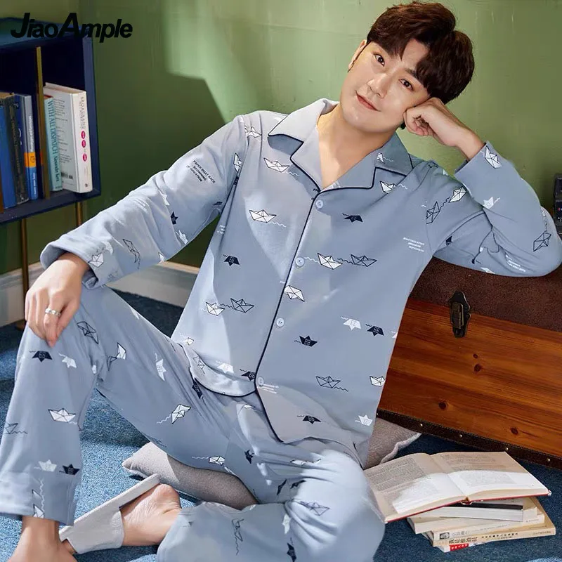 Pajamas Men's Cotton Striped Long-sleeved Trousers Two-piece Pijamas Spring Autumn Loose Plus Size Casual Nightie Sleepwear Set
Pajamas Men's Cotton Striped Long-sleeved Trousers Two-piece Pijamas Spring Autumn Loose Plus Size Casual Nightie Sleepwear Set
