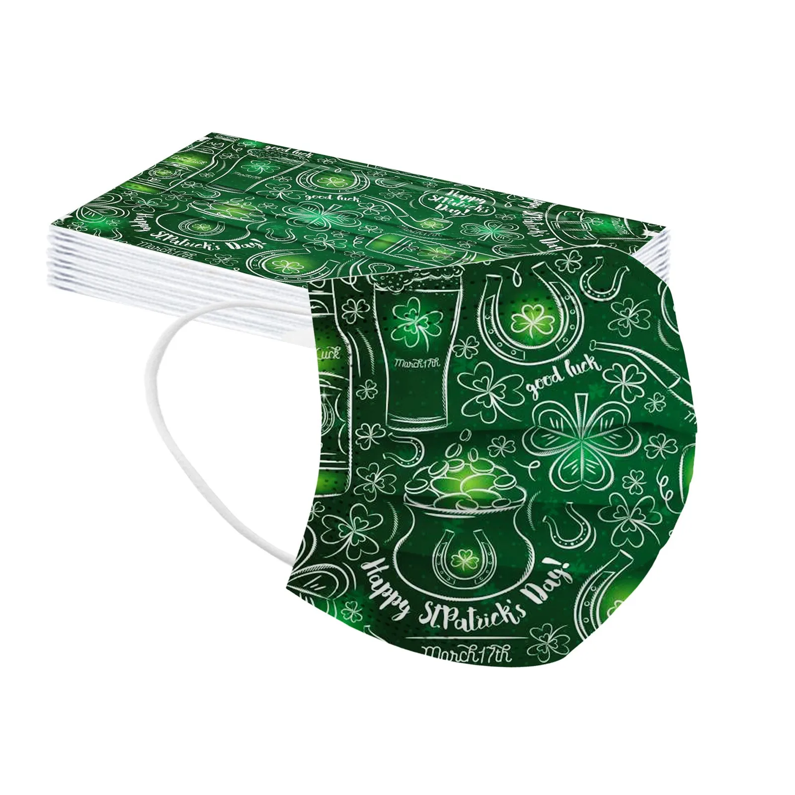 50pcs Adult Masque Jetables St. Patrick's Day Print Adult Disposable Mask 3-Layer Ply Earring Face Mask Mascarillas
50pcs Adult Masque Jetables St. Patrick's Day Print Adult Disposable Mask 3-Layer Ply Earring Face Mask Mascarillas