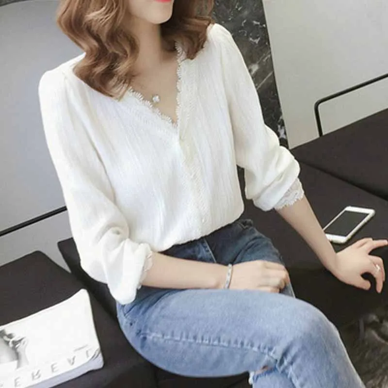 2021 Autumn V-Neck Puff Sleeve Solid Women's Blouse Striped Lace Shirts Long Sleeve Single Breasted Shirts Plus Size 3XL 
2021 Autumn V-Neck Puff Sleeve Solid Women's Blouse Striped Lace Shirts Long Sleeve Single Breasted Shirts Plus Size 3XL