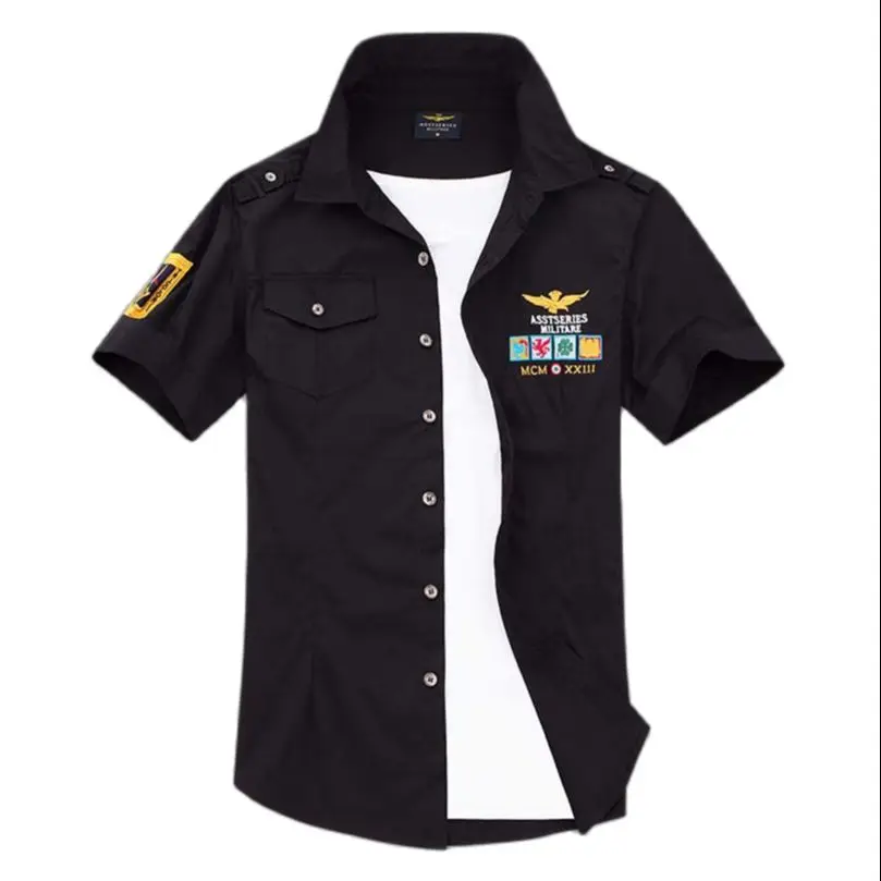 Summer Military Men's Shirts Embroidered Cotton Army Shirt Short Sleeve Casual Shirts Men's clothes Harajuku Fashion
Summer Military Men's Shirts Embroidered Cotton Army Shirt Short Sleeve Casual Shirts Men's clothes Harajuku Fashion