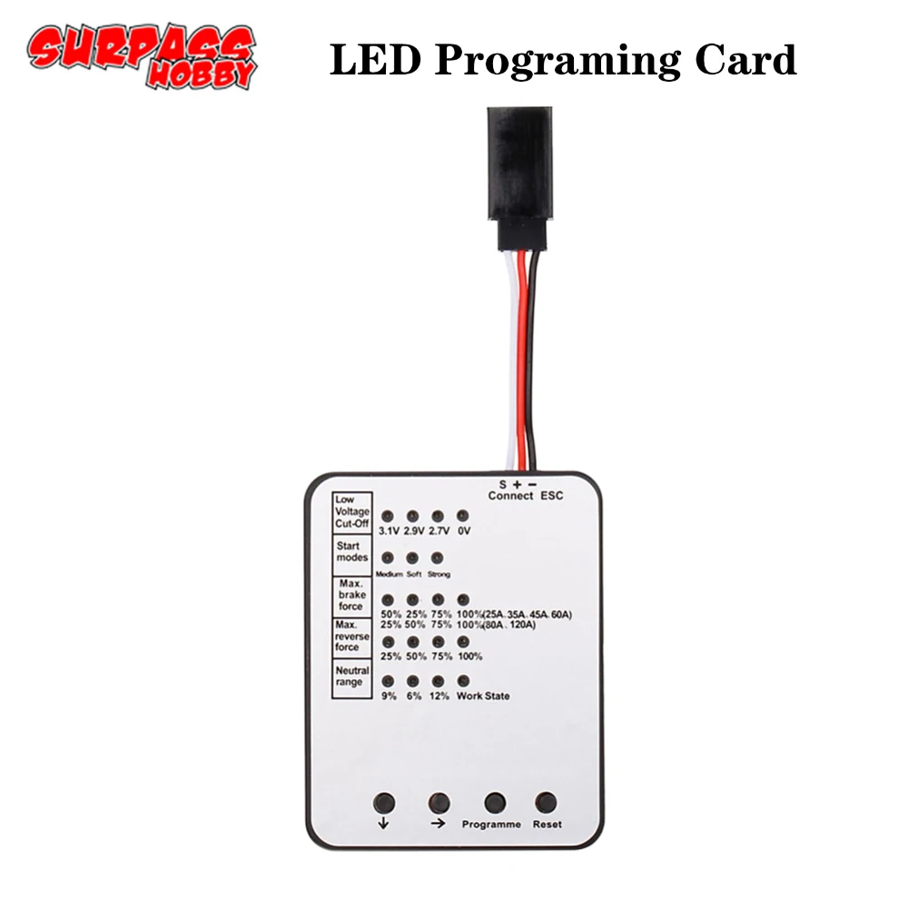 SURPASS HOBBY Racerstar RC Car LED Program Card For 25/35/45/60/80/120A ESC Electronic Speed Controller Motor Set For RC Car
SURPASS HOBBY Racerstar RC Car LED Program Card For 25/35/45/60/80/120A ESC Electronic Speed Controller Motor Set For RC Car