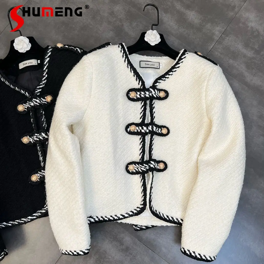 2021 Winter Crew Neck Long Sleeve Vintage Buckle Short Jacket Women Fashion Office Lady Solid Color Gold Plus Cotton Woolen Coat
2021 Winter Crew Neck Long Sleeve Vintage Buckle Short Jacket Women Fashion Office Lady Solid Color Gold Plus Cotton Woolen Coat