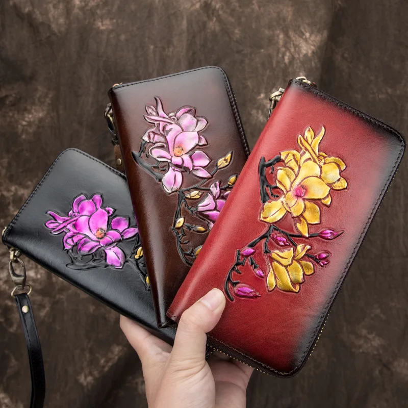 Large Capacity Embossing Flower women Genuine Leather Wallets Vintage Zipper Purses Money Coin Pocket Card Holder Long Purses
Large Capacity Embossing Flower women Genuine Leather Wallets Vintage Zipper Purses Money Coin Pocket Card Holder Long Purses