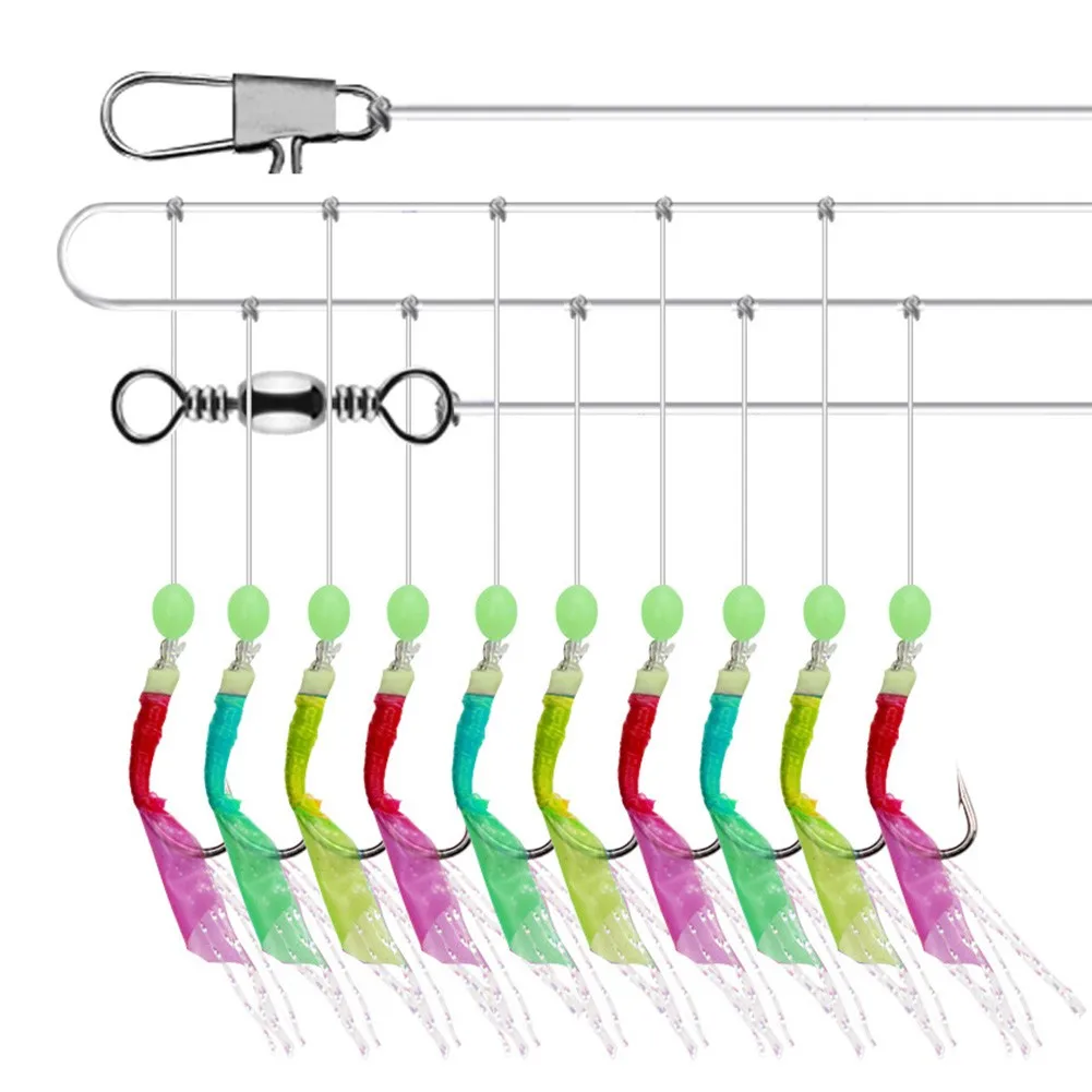 Sabikis Rigs Bait With 10 Hooks Fishing Feather Lures Sea Herring Baits String Hooks Fishing Tackle Pesca Iscas Accessories
Sabikis Rigs Bait With 10 Hooks Fishing Feather Lures Sea Herring Baits String Hooks Fishing Tackle Pesca Iscas Accessories