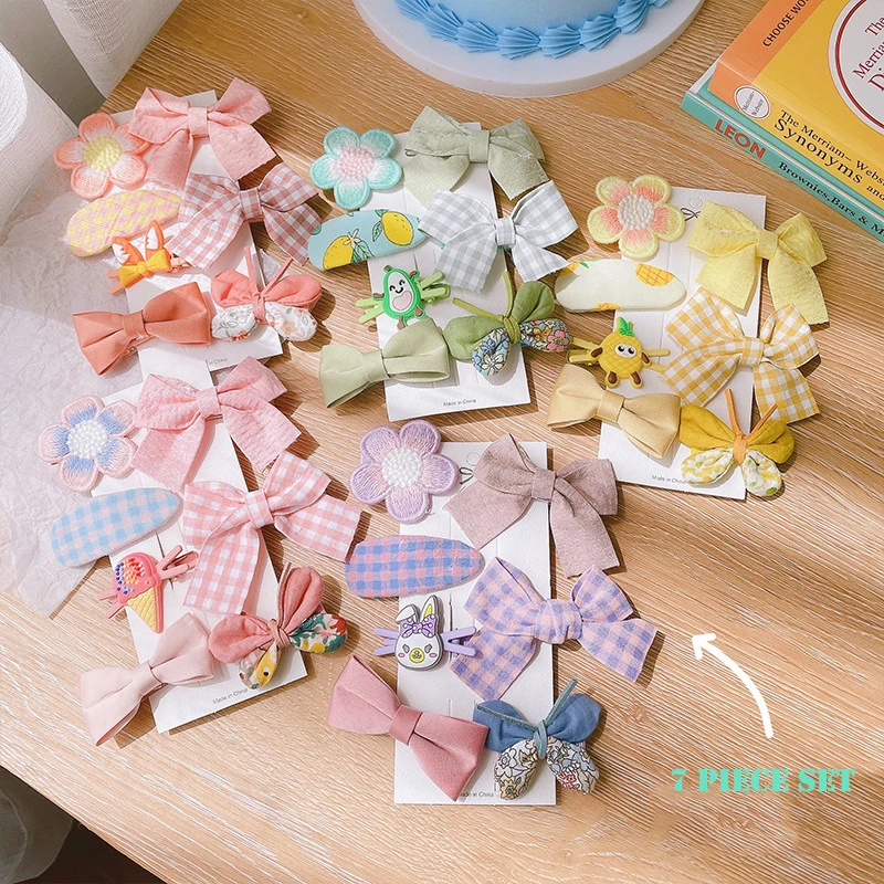 7 Piece Set Of Fabric Children's Hairpin Bow Hairpin Headdress Korean Cute Princess Baby Side Clip Girls Hair Accessories
7 Piece Set Of Fabric Children's Hairpin Bow Hairpin Headdress Korean Cute Princess Baby Side Clip Girls Hair Accessories