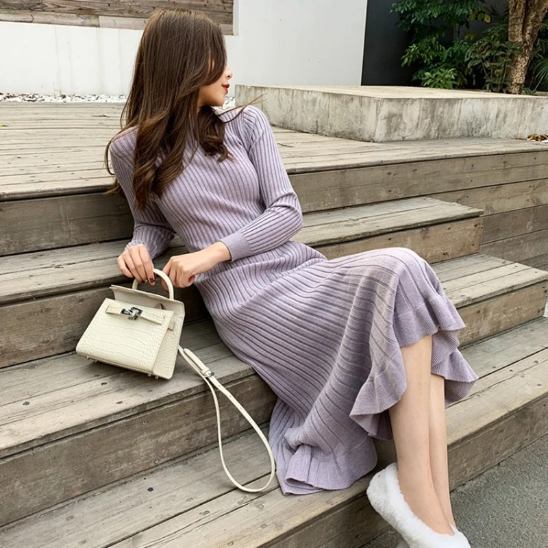 Autumn Winter New Women Dresses Chic Ruffle Hem Slim Skinny Solid Color Simple Temperament Office Lady Comfortable Female Dress
Autumn Winter New Women Dresses Chic Ruffle Hem Slim Skinny Solid Color Simple Temperament Office Lady Comfortable Female Dress